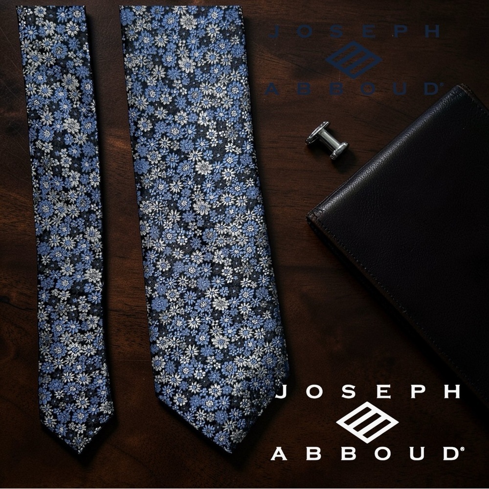 NWT Joseph Abboud 100% Silk Blue Floral Tie – Men’s Wearhouse $79.50